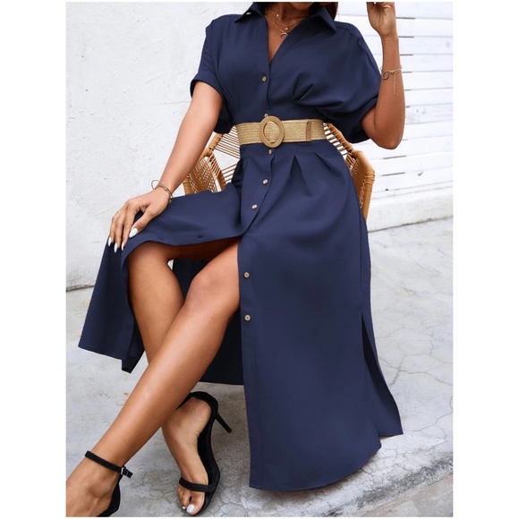 Boho Button up Minimalist Shirt Dress - Picture 2 of 16